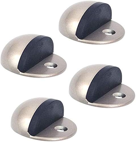 Floor Door Stopper Satin Nickel with Rubber pad, Semicircle Shaped Door Stopper, Stainless Steel for Protecting Wall (2inch x 30pack, Satin Nickel)