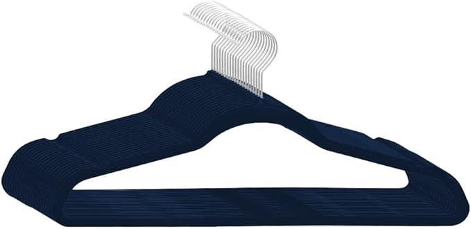 Premium 20 Pack - Ultra Thin No Slip Velvet Suit Swivel Hangers - 21" Extra Wide Strong Velvet Hangers - Space Saving Clothes Hangers - 21x0.2x10 inches (Navy)
