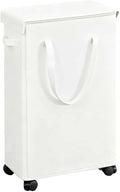 85L Laundry Hamper with Wheels, Lid, Handles & Collapsible, Slim Tall Rolling Laundry Basket for Small Spaces, Foldable Dirty Clothes Organizer for Bedroom, Dorm, Laundry Room, Bathroom,Beige