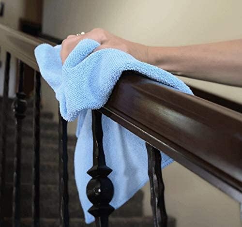 The Rag Company - All-Purpose Microfiber Terry Cleaning Towels - Commercial Grade, Highly Absorbent, Lint-Free, Streak-Free, Kitchens, Bathrooms, Offices, 300gsm, 12in x 12in, Light Blue (12-Pack)
