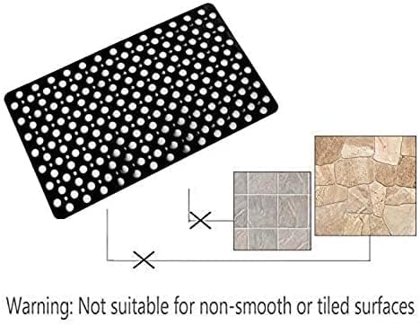 Mantto Nonslip Bath Tub Shower Mat with Suction Cups, Extra Soft TPE Bath Mat for Kids, Bathtub Bathroom Mats, Machine Washable, Smooth/Non-Textured Tubs Only, 35L x 16W Inch(Black)