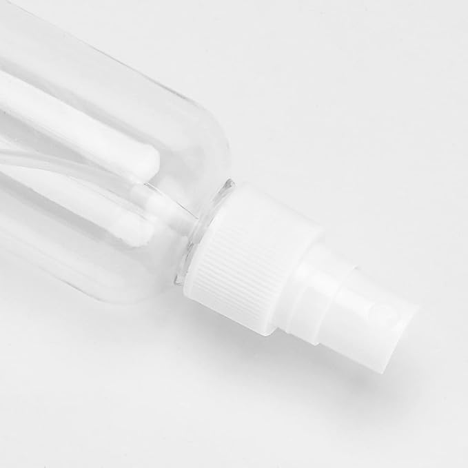 50 PCS 120ml 4oz Clear Spray Bottles, Small Plastic Fine Mist Spray Bottles Bulk, Empty Bottles Refillable Travel Size Containers for Essential Oils, Hair Perfume Liquid