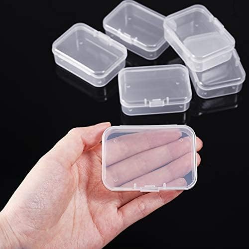 6 Pieces Mini Plastic Clear Beads Storage Containers Box for Collecting Small Items, Beads, Jewelry, Business Cards, Game Pieces, Crafts (2.52 x 1.73 x 0.79 Inch)