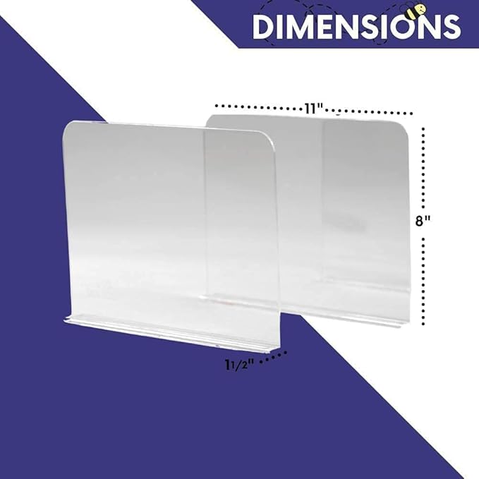 Bee Neat Closet Organization with Acrylic Clear Shelf Dividers - Closet Shelf Organizer for Clothes, Towels, Sweaters, Purses, and Books - Shelf Separators - 2 Pack (8" Tall 11 ⅝" Deep)