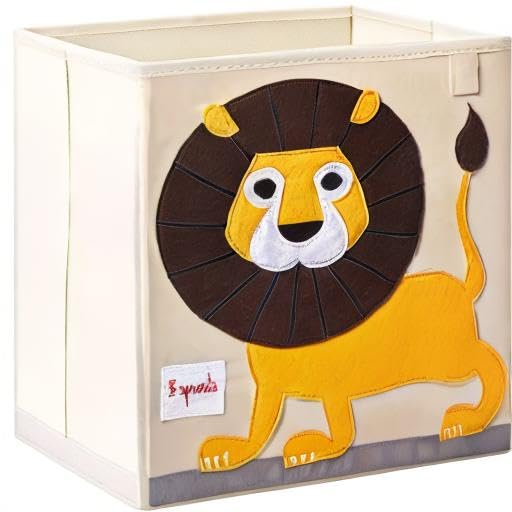 3 Sprouts Toy Storage Organizer: Toy Box Cube Organizer for Playroom, Nursery - Foldable Storage Bin - Lion