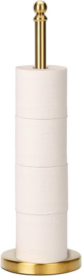 Toilet Paper Holder Stand Holding Up to 5 Paper Rolls, Free-Standing Spare Rolls Storage Holder, Stainless Steel (Brushed Gold)