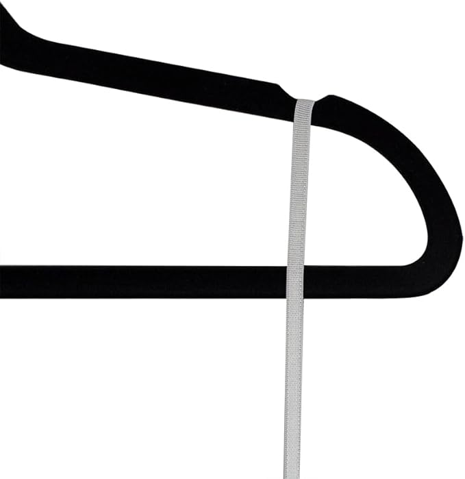 Home Basics Best, Sturdy and Non-Slip Black Steel Indoor Flocked Suit/Clothes Hangers (Pack of 25), 9.25 inches high x 18 inches Wide x 0.25 inches deep