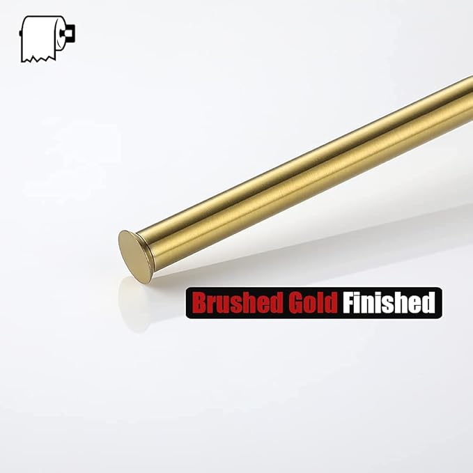 JQK Toilet Paper Storage Stand Gold, 304 Stainless Steel Thicken 0.8mm Tissue Reserve Holder Dispenser for Bathroom, Brushed Gold, TPS180-BG