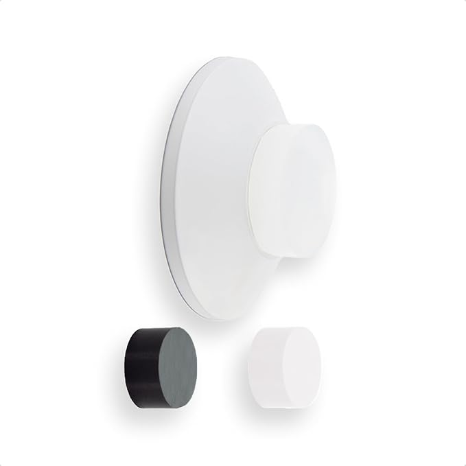 EVI Herrajes | Doorstop for Wall Placement | 45 x 17 mm | Stainless Steel White Lacquered | White and Black Rubber Included | Adhesive Installation or with Screw