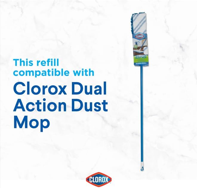 Clorox Ready Flip Spray Mop Refill Pad Machine-Washable Dual-Use Chennille & Microfiber Head, Blue