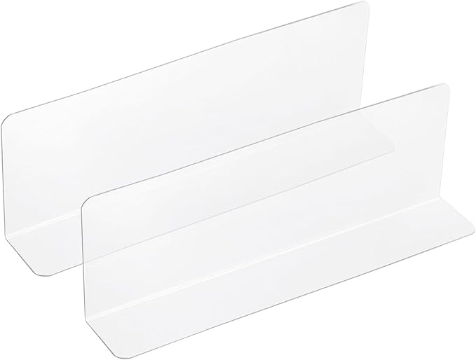 uxcell 2pcs Clear Shelf Dividers, 12"x3.9" Plastic L-Shaped Shelf Separator, Transparent Organizer Divider for Supermarket Store Commodity Classification