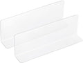 uxcell 2pcs Clear Shelf Dividers, 12"x3.9" Plastic L-Shaped Shelf Separator, Transparent Organizer Divider for Supermarket Store Commodity Classification