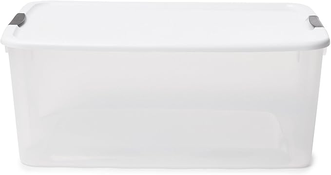 Sterilite 12-Pack Ultra Latching Box, Storage Bins with Lids, Clear Plastic, 116 Quart - Heavy-Duty Organizing Containers for Closet, Bathroom, and Office