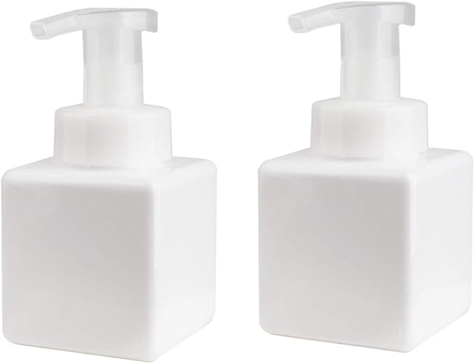 UUJOLY Foaming Soap Dispenser, 250ml (9oz) Refillable Pump Bottle for Liquid Soap, Shampoo, Body Wash (2 Pcs) (Small White)