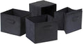 Winsome Capri 4-Pc Foldable Fabric Basket Set, Black - Durable Storage Solution for Home and Office Organization