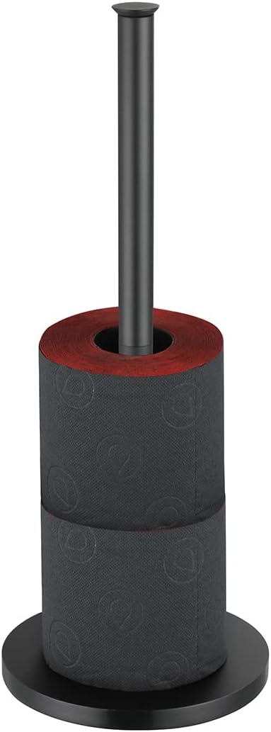 JQK Toilet Paper Storage Stand Matte Black, 304 Stainless Steel Thicken 0.8mm Tissue Reserve Holder 3 Rolls Dispenser for Bathroom, TPS180-PB