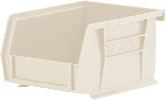 Akro-Mils 30210 AkroBins Plastic Storage Bins, Space-Saving Stackable Bins for Garage, Pantry, Craft Organization, 5-Inch x 4-Inch x 3-Inch, Stone, 24-Pack