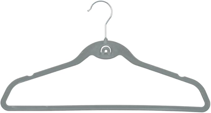 Heavy Duty Velvet Hangers with Cascade Hook, Durable, 360 Degree Rotatable Hook (20, Grey)