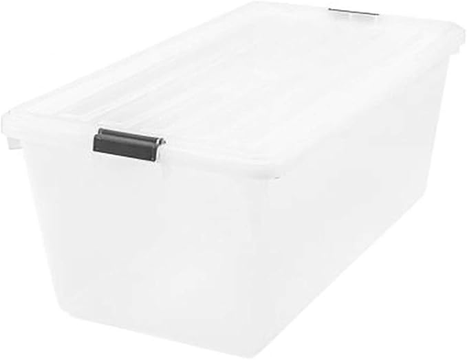IRIS 91 Quart Buckle Down Storage Box, Clear, Pack of 1
