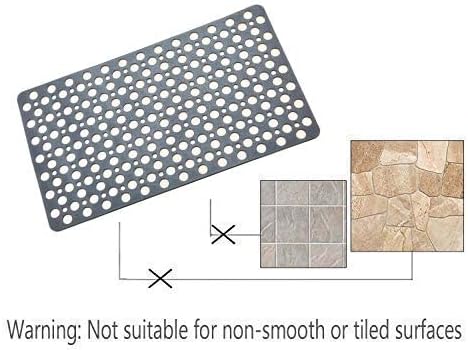 Mantto Nonslip Bathtub Mat Extra Soft TPE Bath Mat for Kids, Machine Washable Bathroom Shower Mat, Smooth/Non-Textured Tubs Only, 35L x 16W Inch (Light Gray)