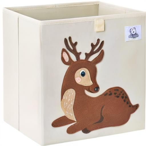 CLCROBD Foldable Animal Cube Storage Bins Fabric Toy Box/Chest/Organizer for Toddler/Kids Nursery, Playroom, 13 inch (Deer)