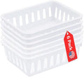 Tribello Mini Plastic Baskets for Organizing, White Drawer/Closet Storage Tray, Size 6 x 5 x 2 - Pack of 6 - Made in USA