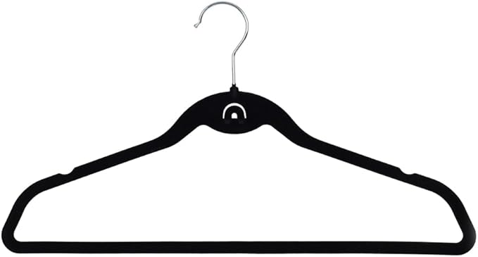 Heavy Duty Velvet Hangers with Cascade Hook, Durable, 360 Degree Rotatable Hook (20, Black)