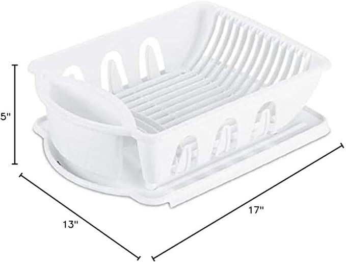 Sterilite 06218006 Sink Dish Rack Drainer, White