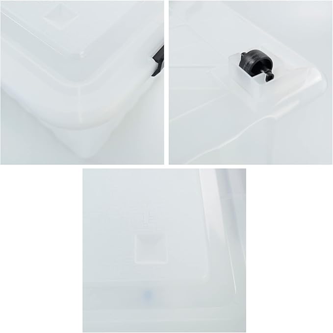 EudokkyNA 4-pack 50 Quarts Storage Boxes with Wheels, Large Clear Plastic Bin Totes with Lid