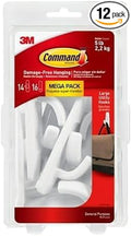Command Large Utility Hook Mega Pack, White, 14-Hooks, 16-Strips, Organize Damage-Free (Pack of 12)