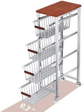 Ultra Slim 5-Tier Rolling Fruit & Vegetable Storage Cart with Removable Drawers, Narrow Metal Kitchen Organizer Cart on Wheels, Fruit Basket Stand & Fruteros para Cocina, Pantry Cart for Storage