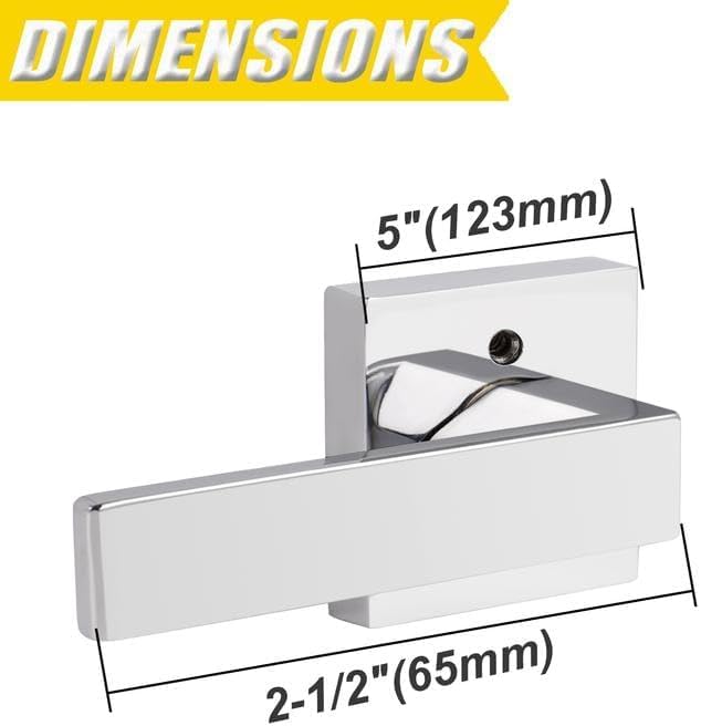Probrico Heavy Duty Square Single Dummy Door Lever Polished Chrome Decorative Non-Turning Half-Dummy Door Handles for Closet or French Doors(Exposed Screws,8 Pack)