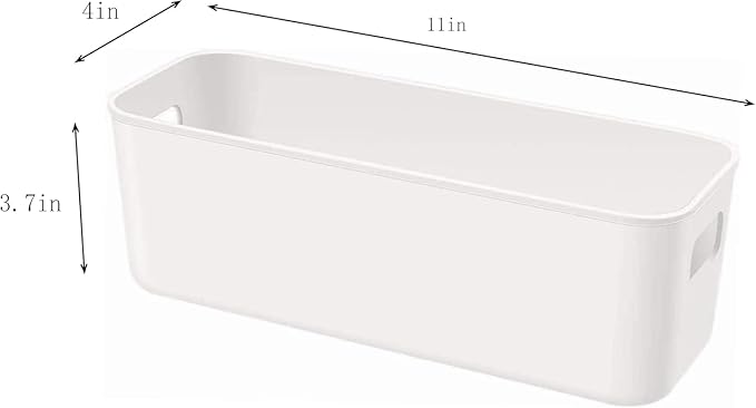 Amyup Set Of 4 Plastic Storage Bins,Versatile Kitchen Pantry Organization and Storage,for Plastic Storage Container Under Bed,Under Sink Bathroom Organizer (White, 4 Pack Narrow)
