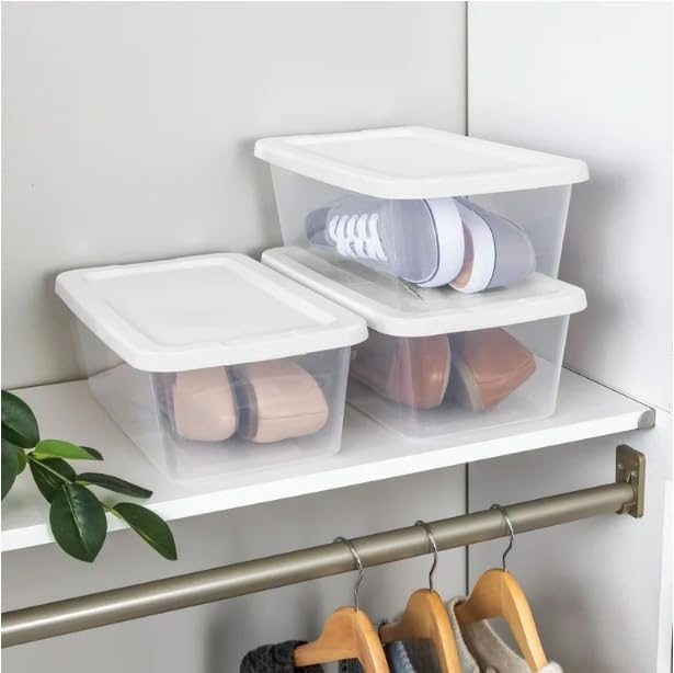 STERILITE 6-Quart Storage Bin Shoe Box - Clear (4)