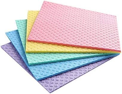 Reusable Cleaning Cellulose Sponge Cloths Absorbent Wipes Clean Kitchen Car Dish Eco-Friendly Dishcloth Hand Towel Auto - 2pack (10pcs) - Non Vacuum