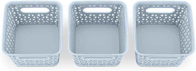 Whitmor Small Light Blue Resin Tote, 3 Pack/Set,Total 4 Sets, 12 Pcs