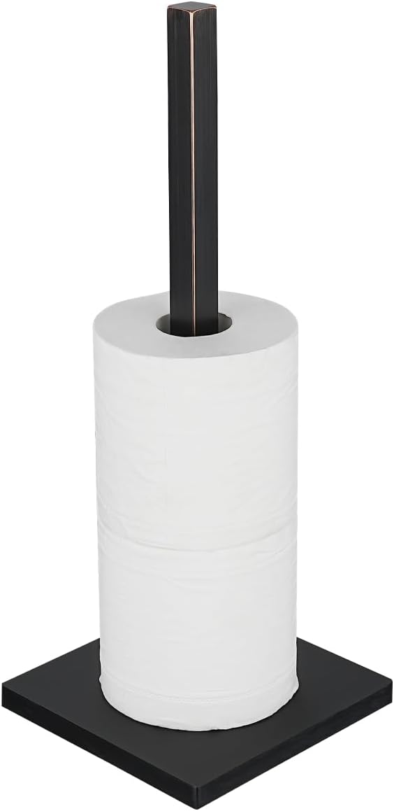 JQK Toilet Paper Storage Stand Oil Rubbed Bronze, 304 Stainless Steel Tissue Reserve Holder Square 3/4 Rolls Dispenser for Bathroom, TPS240-ORB
