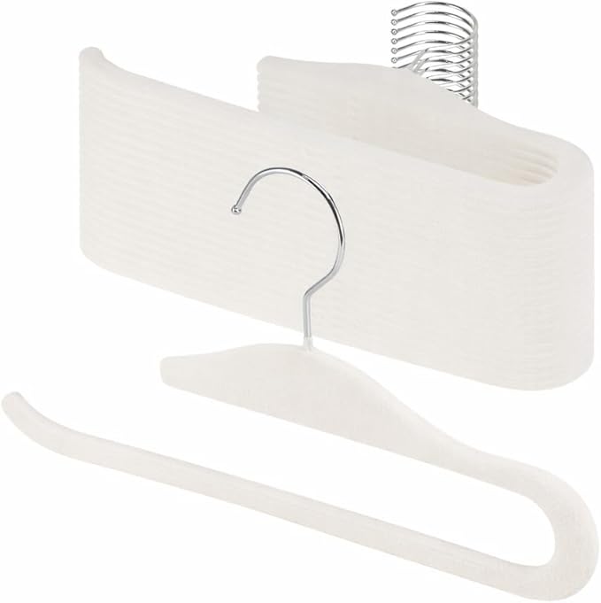 Velvet Pants Hangers, 20 Pack Non-Slip Open Ended Hangers with 360° Swivel Hook Slim Space Saving Jeans Hangers for Pants, Scarves, Ties, Towels, White