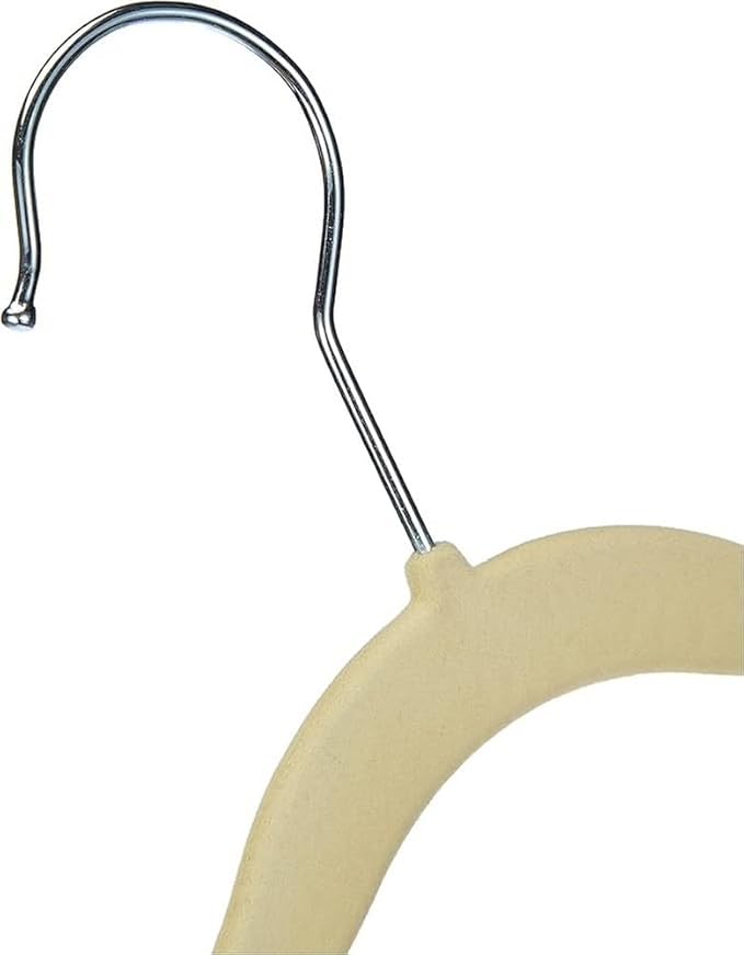 Amazon Basics Kids Velvet, Non-Slip Clothes Hangers (Baby/Toddler), 11.6 inches (for Baby Clothes), Pack of 30, Beige
