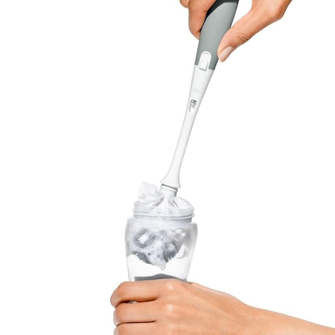 OXO Tot Bottle Brush with Nipple Cleaner and Stand – Gray, 2-Pack