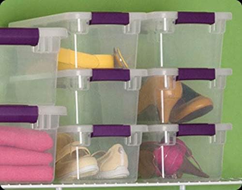 Sterilite 6 Qt ClearView Latch Storage Box, Stackable Bin with Latching Lid, Plastic Container to Organize Shoes in Closet, Clear Base, Lid, 12-Pack