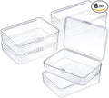 6 Pieces Mini Plastic Clear Beads Storage Containers Box for Collecting Small Items, Beads, Jewelry, Business Cards, Game Pieces, Crafts (4.45 x 3.3 x 1.18 Inch)