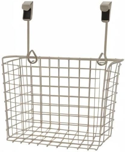 Spectrum Grid Over The Cabinet Wire Storage Basket Large (Satin Nickel Powder Coat) - Organizer for Bathroom, Kitchen, Under Sink, Pantry, Hair Tools, & More (Pack of 2)