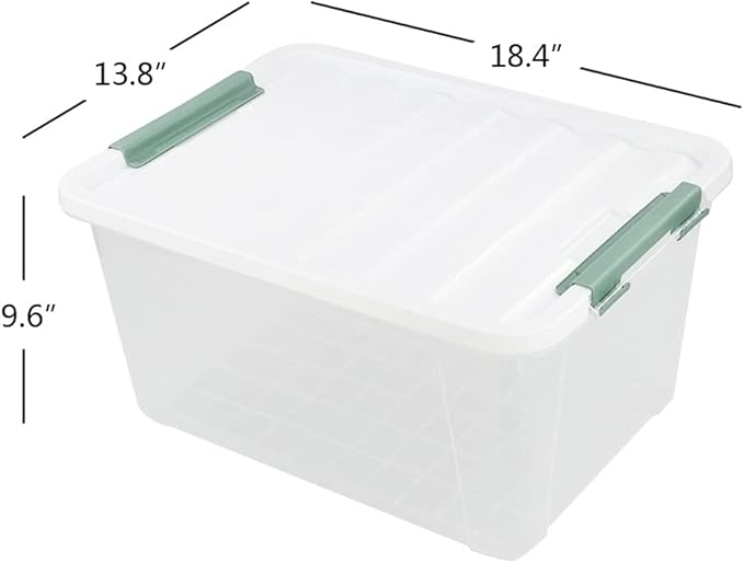 Gloreen 35 Quart Clear Storage Bins with Lid and Handle, Multipurpose Stackable Plastic Storage Latches Box/Containers,set of 4