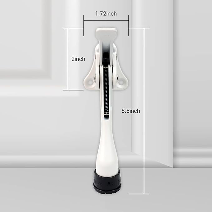 One Touch Kickdown Door Stopper, Door Holder, Heavy Duty Door Stops, Bottom of Door, Height-Adjustable Rubber Tips by HASHI (White 4 inch x 1pack)