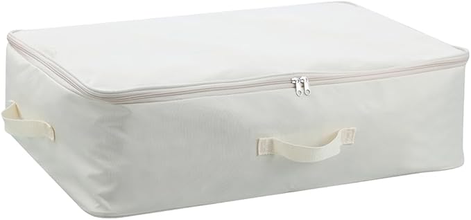 Comforter Clothes Storage Bag, 26.8 x 18 x 7.8 inches, 600D Oxford Fabric for Blanket, Quilt, Pillow, Bedding, Clothes, Sweater, Bedding, Foldable Zipper Container Tote, 2 Carrying Handles, Beige
