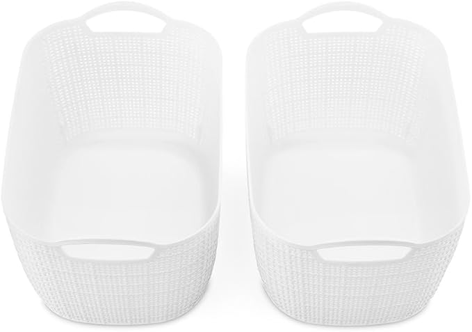 Whitmor Large Resin Tote Link Stitch, White, 2 Pcs/Set, Total 3 Sets，6 Pcs
