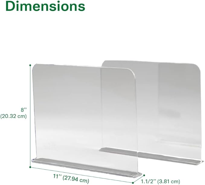 Bee Neat Closet Organization with Acrylic Clear Shelf Dividers - Closet Shelf Organizer for Clothes, Towels, Sweaters, Purses, and Books - Shelf Separators - 2 Pack (8" Tall 11 ⅝" Deep)