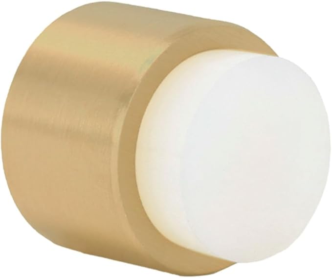 EVI | Wall Adhesive Doorstop | 1.1'' X 1.1'' | White Rubber | Brass Finished Matte | Great Adherence | 100% Functional | Mod. 198/28