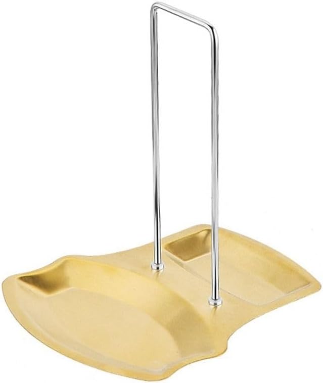 Stainless Steel Spoon Rest with Pan Lid Holder Stainless Steel Pan Lid Organizer Soup Spoon Rests Rack Kitchen Utensils Holders(Gold)